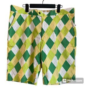 Loudmouth Mens Flat Front Plaid Golf Shorts Sz 40 Argyle Preppy Cotton Colorful